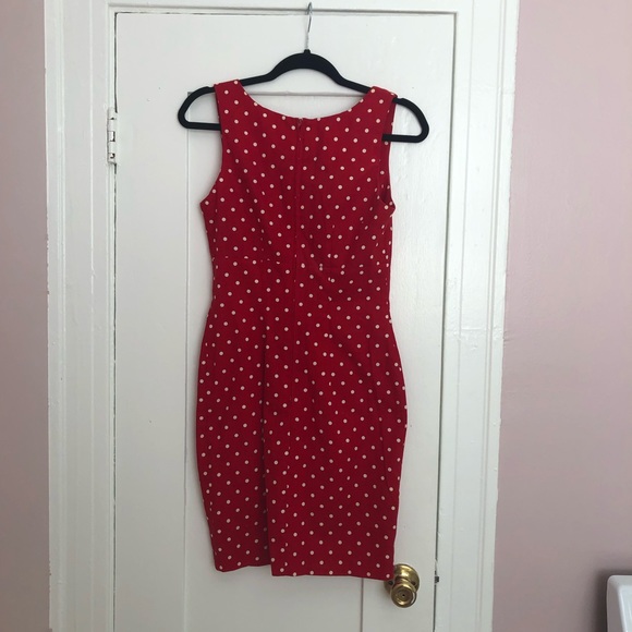 vintage zip up pin up polka dot dress - Picture 3 of 4